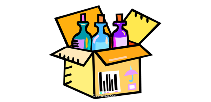 Wine bottles in a shipping box
